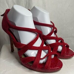 White House Black Market Red Strap Stilettos Women’s 9